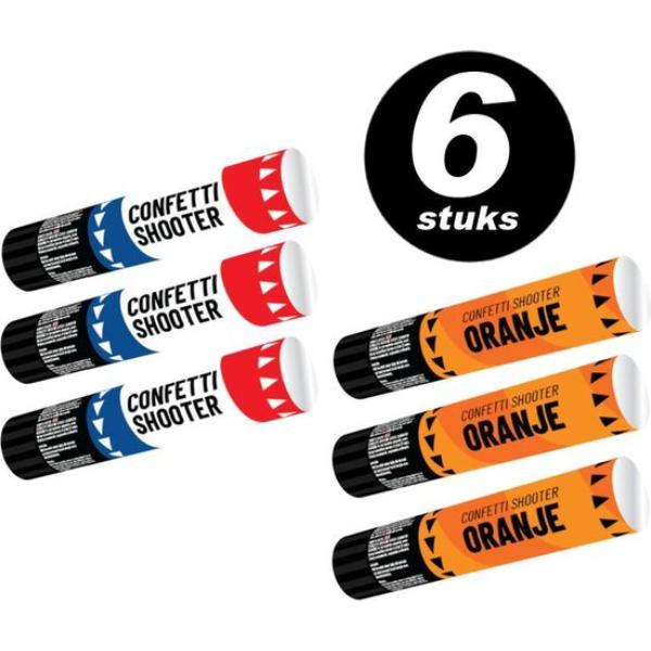 Confetti Shooter set Nederlands Elftal – Set van 6 stuks 20cm (papieren confetti)