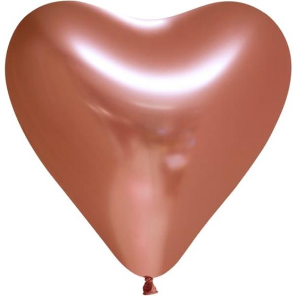 100 Chrome koperkleurige harten ballonnen