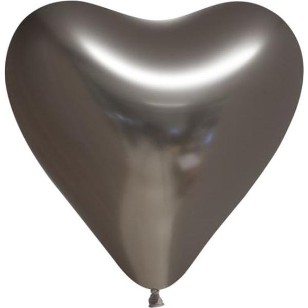 100 Chrome Harten ballonnen antracietgrijs