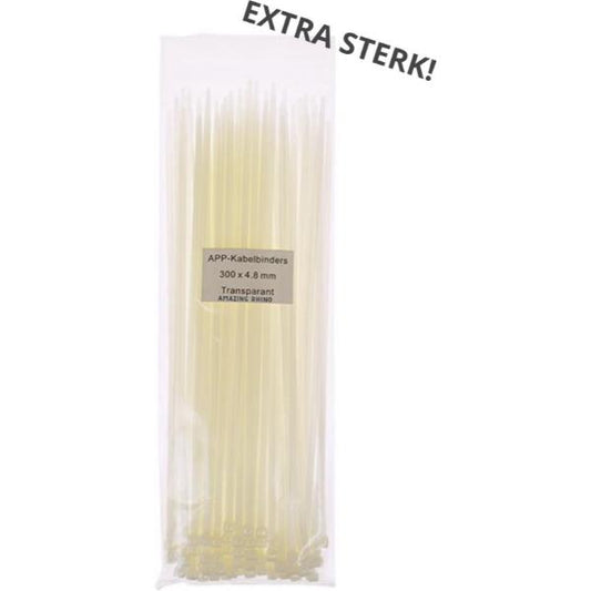 kabelbinders/tiewraps 300x4.8mm transparant 100stuks per verpakking