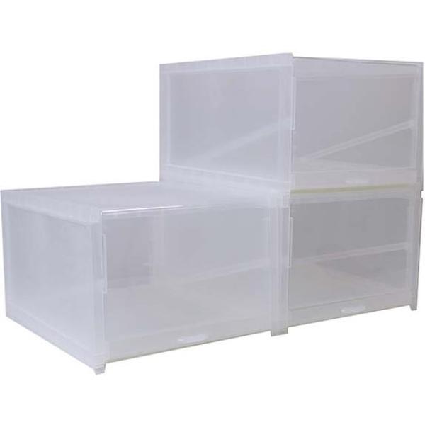 Schoenenbox Set van 3 ''Push en Pull'' Systeem Stapelbaar Transparant