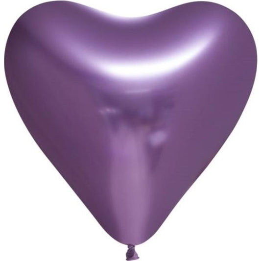 100 Chrome ballonnen paarse harten