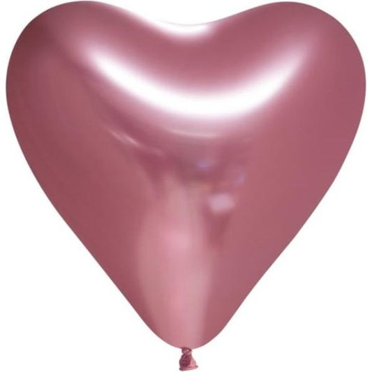 100 Chrome ballonnen roze harten