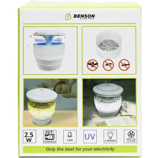 Benson Muggen en insectenvanger - UV-licht - 2.5 Watt - 50 m² - Energiezuinig
