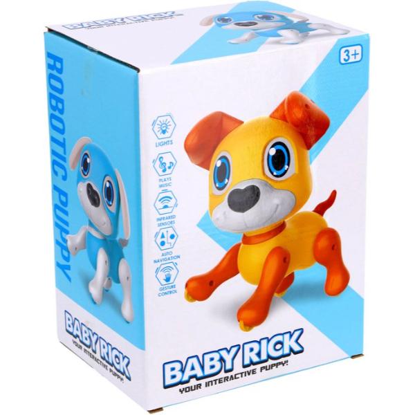 Robot Puppy Rick 20 Cm + Licht En Geluid Geel/Oranje