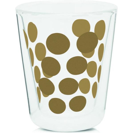 set van 6 Zak! Designs Dotdot Koffiebeker - Dubbelwandig - 20 cl - Goud