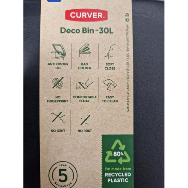 Curver deco bin pedaalemmer 30liter anti geur met softclose deksel